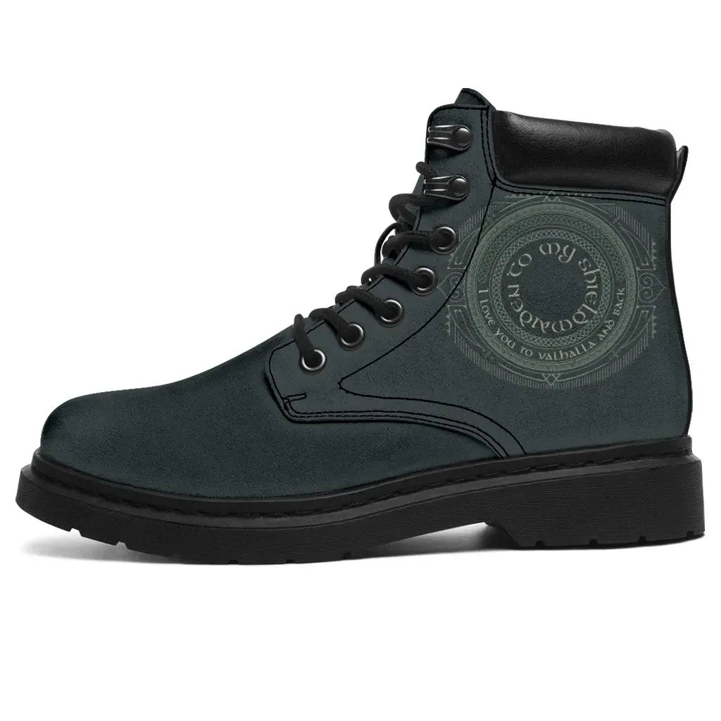 To My Shieldmaiden All Season Boots Valhalla and Black