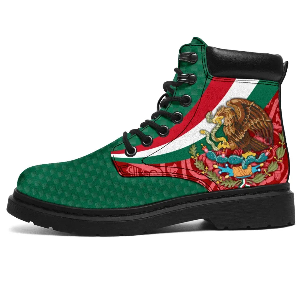 Mexico All season Boots Mexico Coat Of Arms With Aztec Patterns