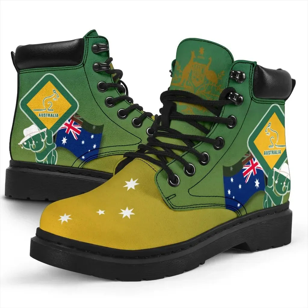 All season Boots Aus Flag and Coat Of Arms Boots Kangaroo and Koala Sign