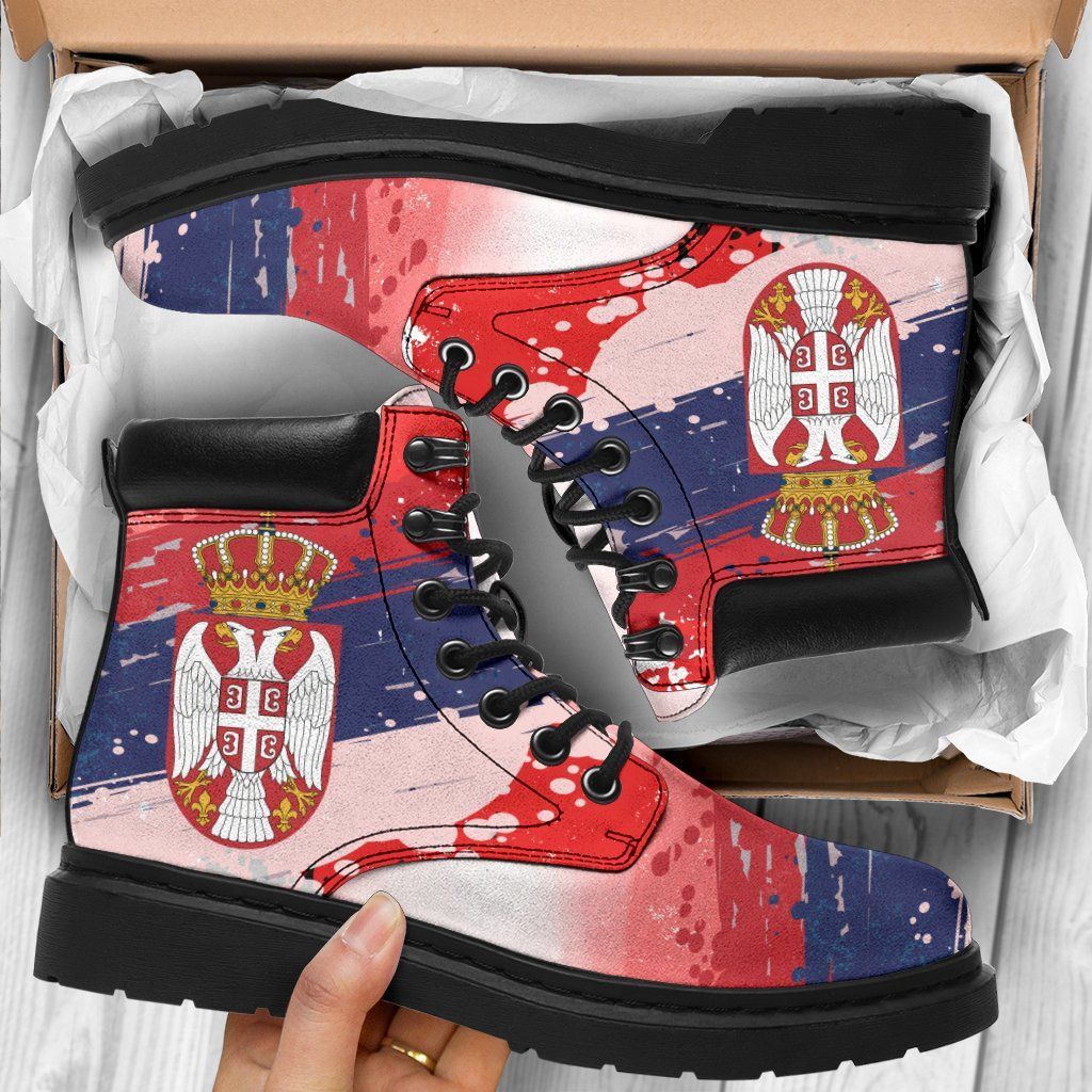 Serbia All Season Boots Serbia National Flag and Emblem