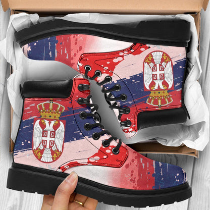 Serbia All Season Boots Serbia National Flag and Emblem