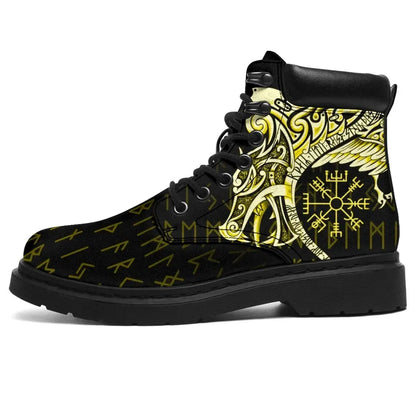 Viking All Season Boots Raven Tattoo And Vegvisir Yellow
