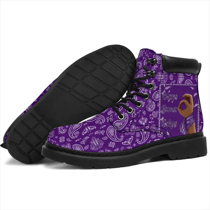 Grape Street Crips Gang Sign All Season Boots Purple Bandana