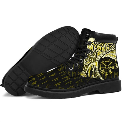 Viking All Season Boots Raven Tattoo And Vegvisir Yellow