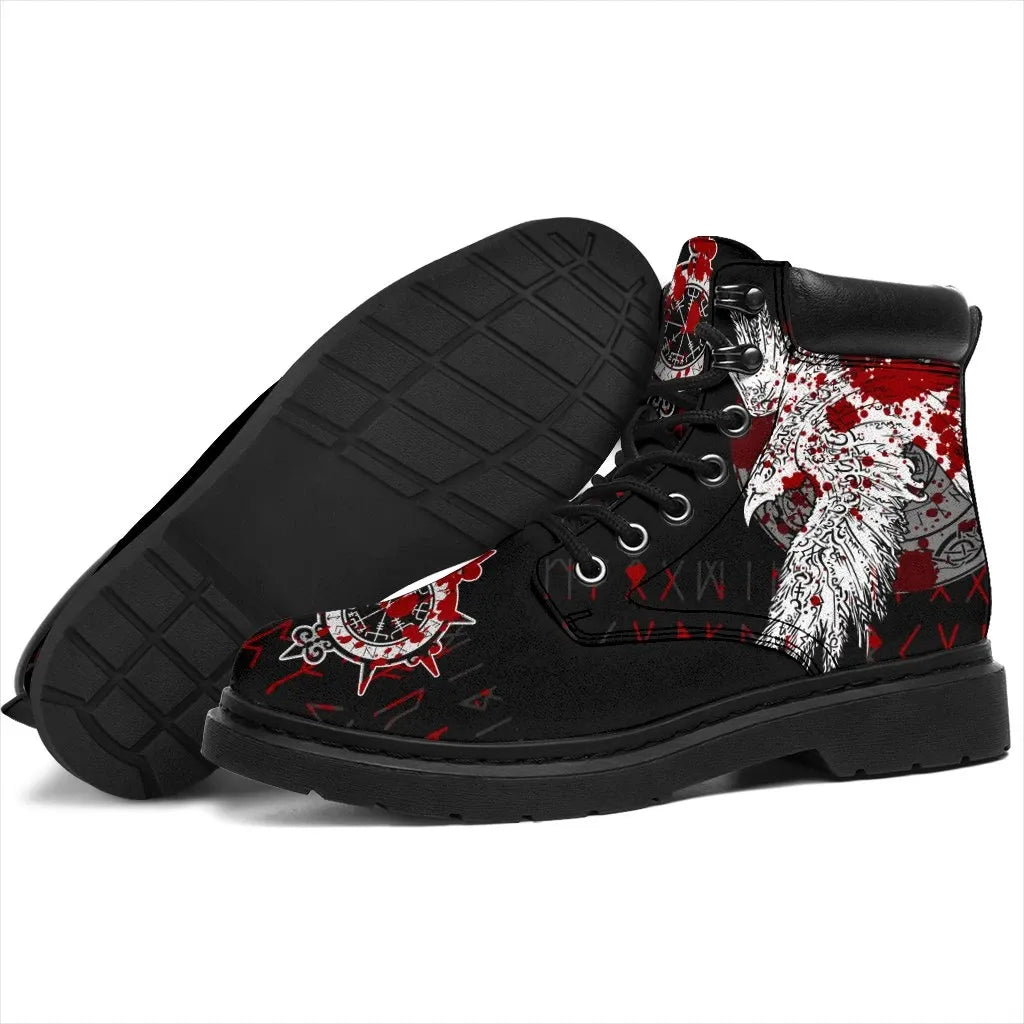 Viking Mystical Raven Tattoo Style Blood All Season Boots