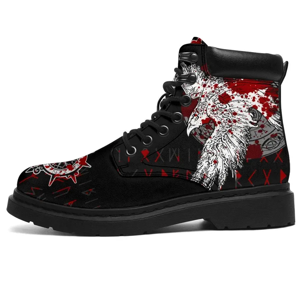 Viking Mystical Raven Tattoo Style Blood All Season Boots