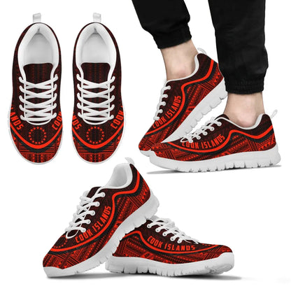 Cook Islands Wave Sneakers Polynesian Pattern Red Color