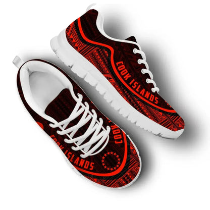 Cook Islands Wave Sneakers Polynesian Pattern Red Color