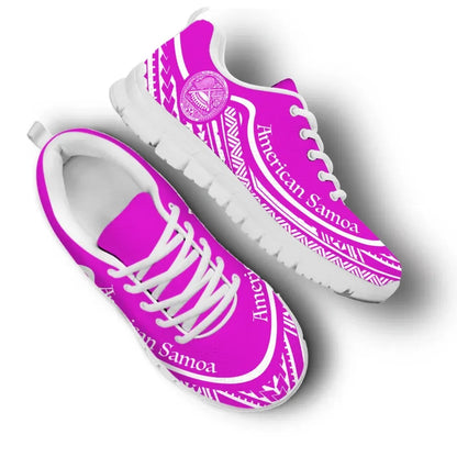 American Samoa Wave Sneakers White Pink Color
