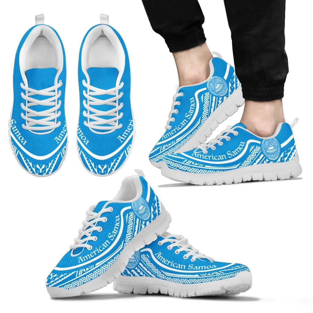 American Samoa Wave Sneakers White Blue Color