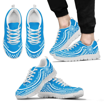American Samoa Wave Sneakers White Blue Color