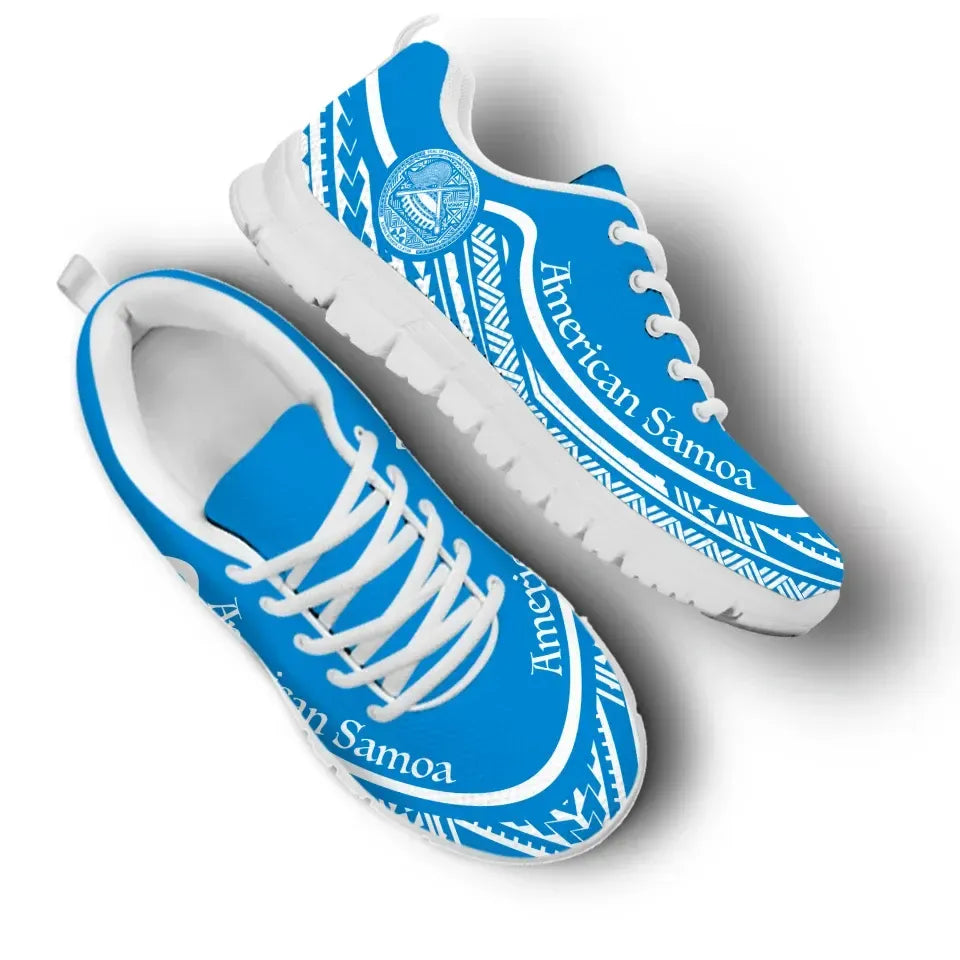 American Samoa Wave Sneakers White Blue Color