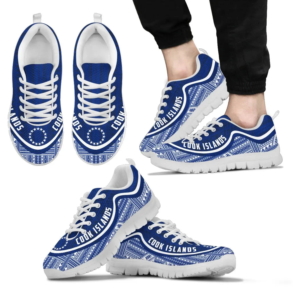 Cook Islands Wave Sneakers Polynesian Pattern Blue Color