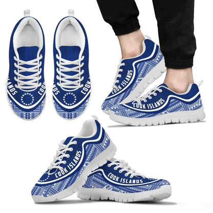Cook Islands Wave Sneakers Polynesian Pattern Blue Color