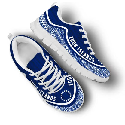 Cook Islands Wave Sneakers Polynesian Pattern Blue Color