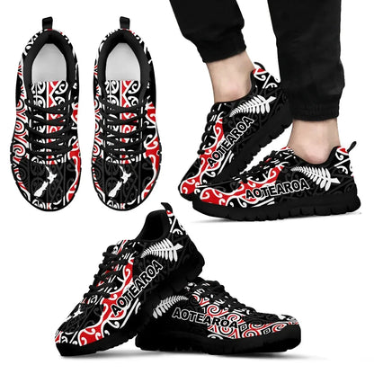 Aotearoa Sneakers Map and Silver Fern with Koru Pattern Cullinan Style T