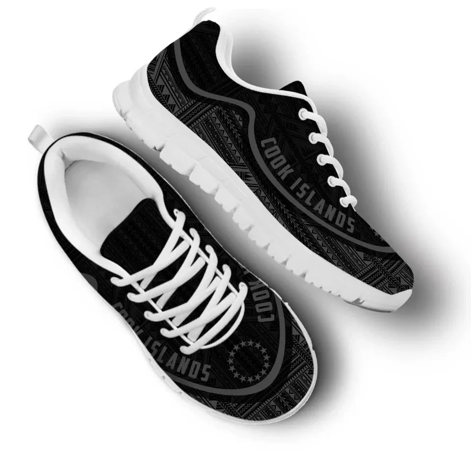 Cook Islands Wave Sneakers Polynesian Pattern Gray Color