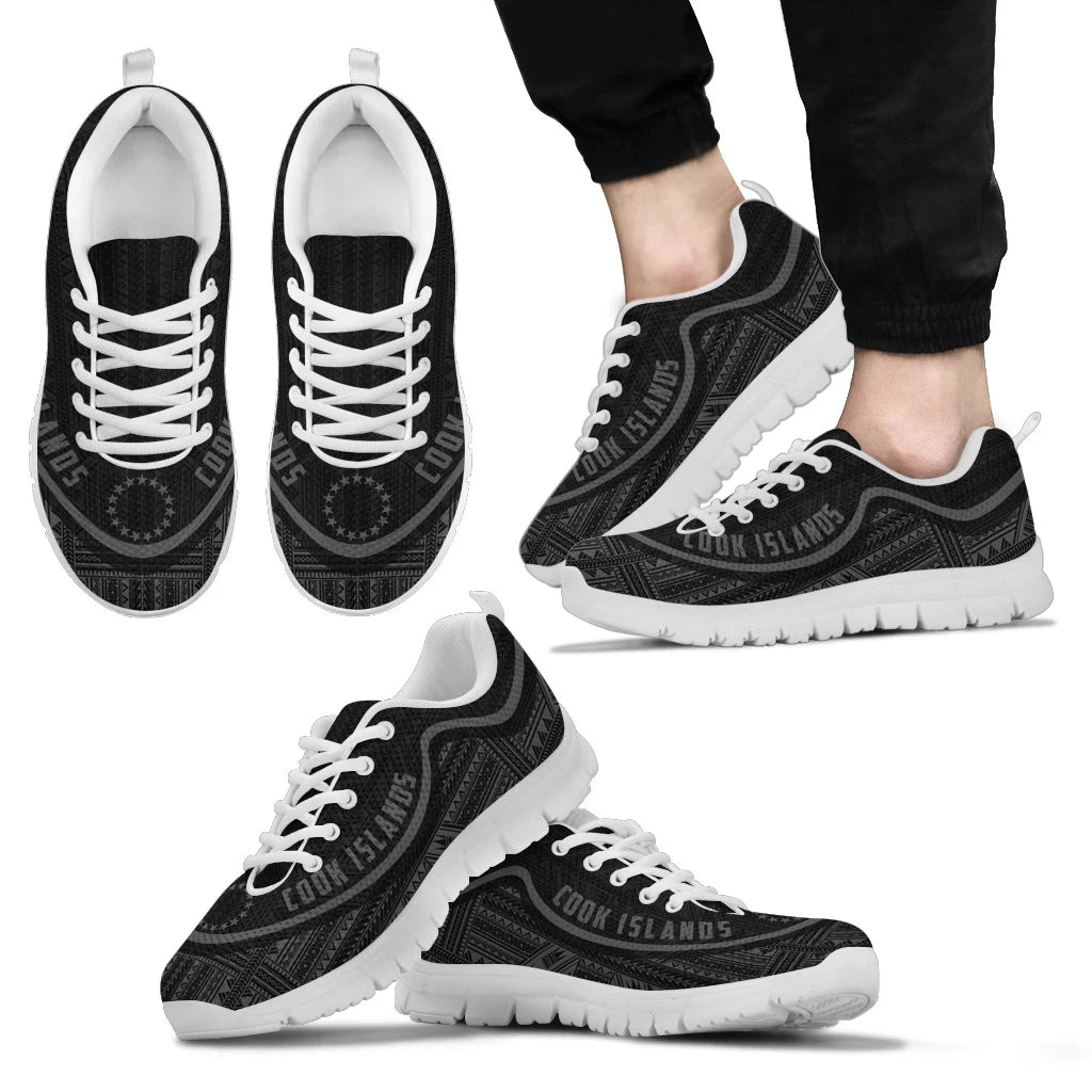 Cook Islands Wave Sneakers Polynesian Pattern Gray Color