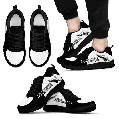 Aotearoa New Zealand Sneakers Silver Fern Patterns Maori Th5
