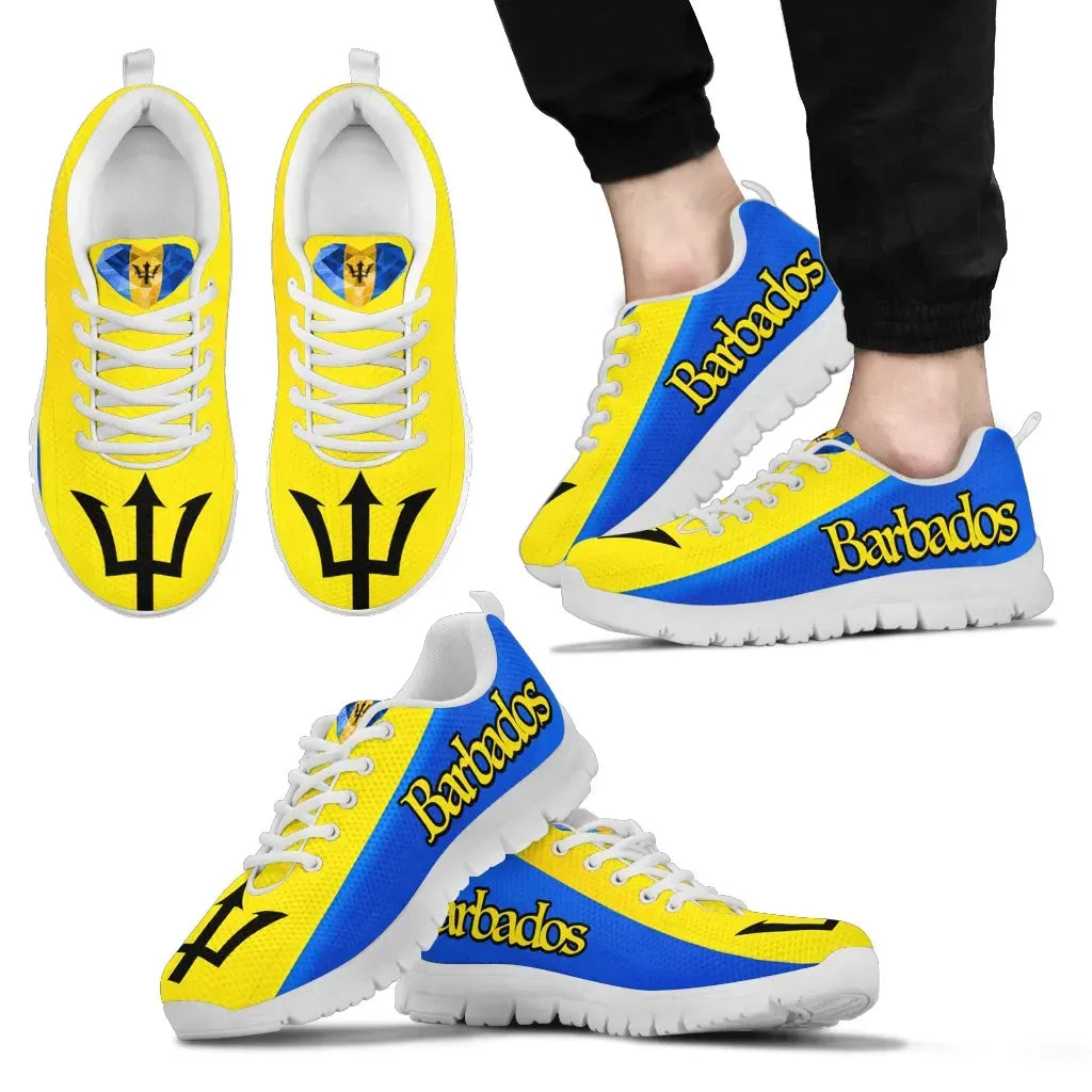 Barbados Heart With Trident In Flag Men's / Women's Sneakers Shoes Nn9