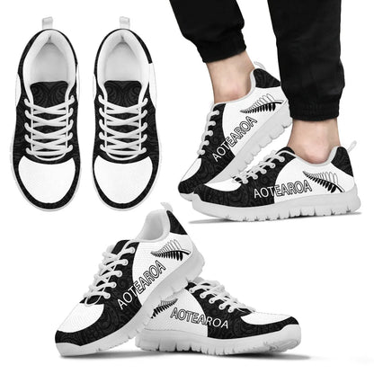 Aotearoa New Zealand Sneakers Silver Fern Patterns Maori Th5