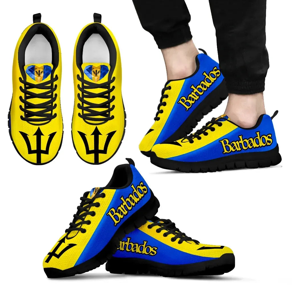 Barbados Heart With Trident In Flag Men's / Women's Sneakers Shoes Nn9