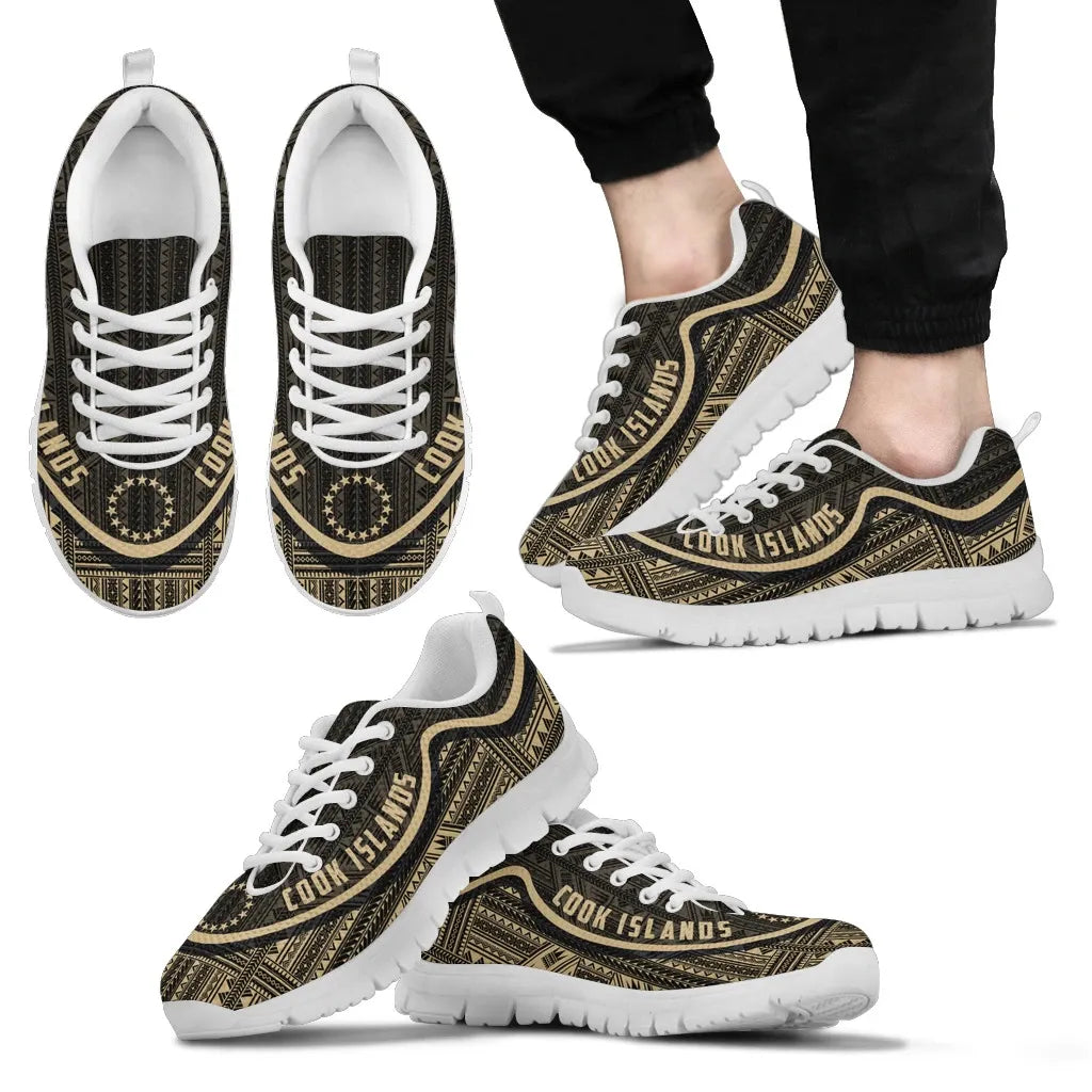 Cook Islands Wave Sneakers Polynesian Pattern Gold Color