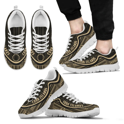 Cook Islands Wave Sneakers Polynesian Pattern Gold Color
