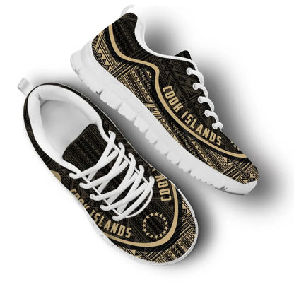 Cook Islands Wave Sneakers Polynesian Pattern Gold Color