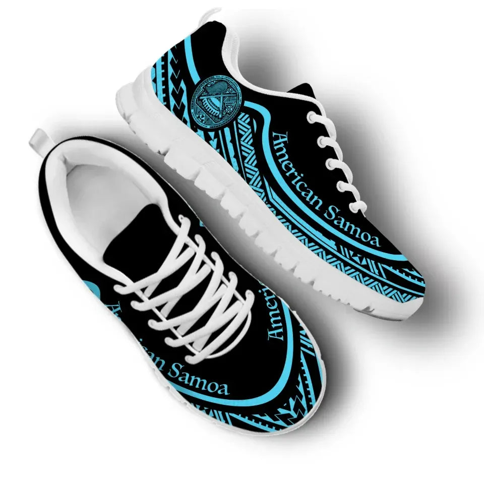 American Samoa Wave Sneakers Blue Color