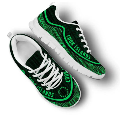 Cook Islands Wave Sneakers Polynesian Pattern Green Color