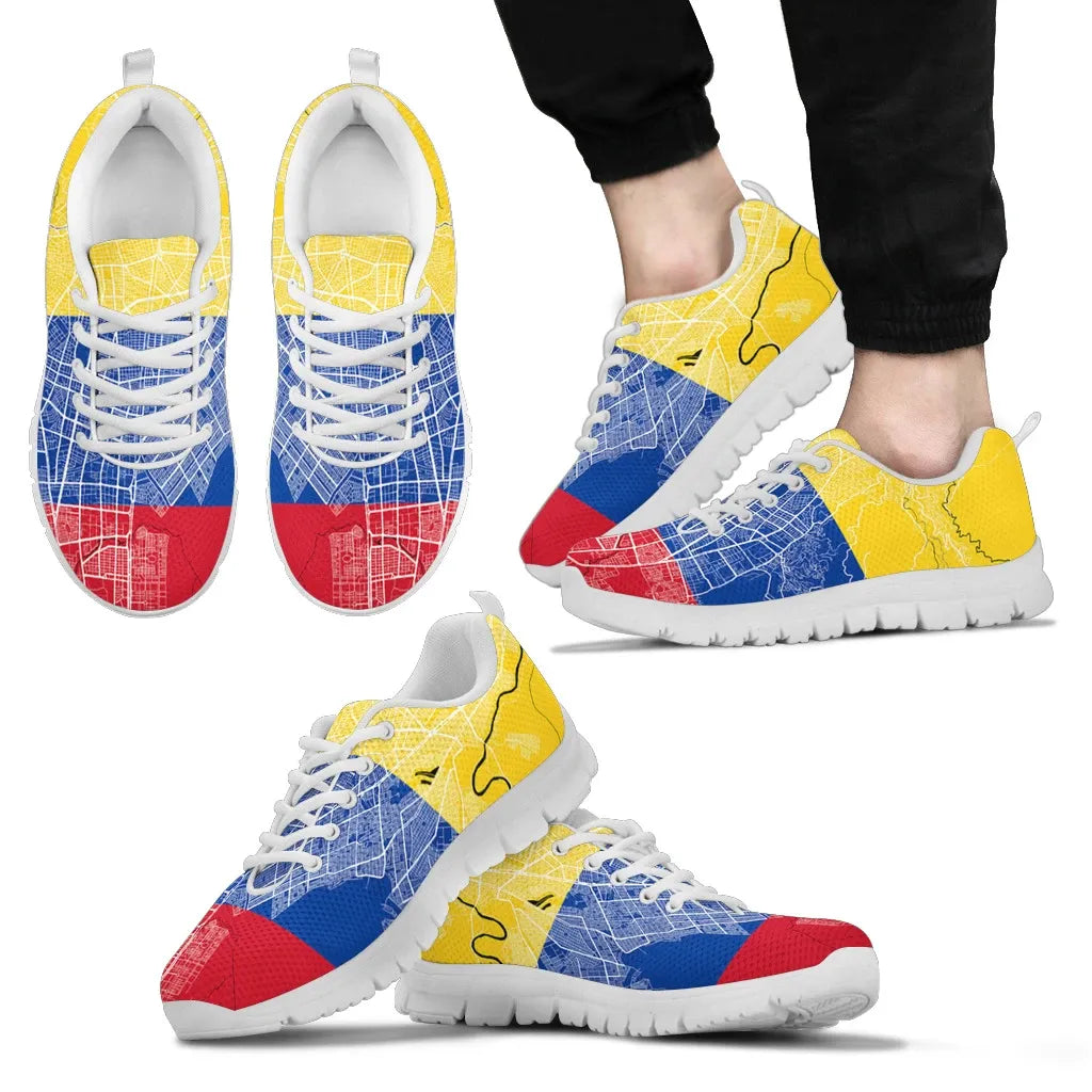Colombia Unique Map On Flag Men's / Women's Sneakers Shoes Nn9