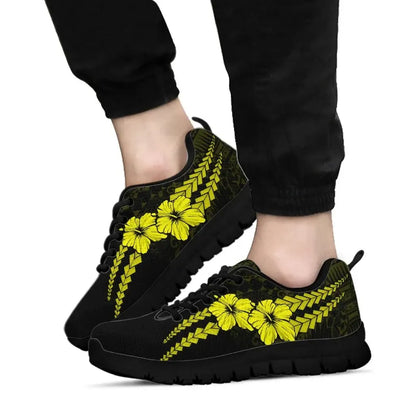 Custom Polynesian Sneakers Hibiscus Personal Signature Yellow