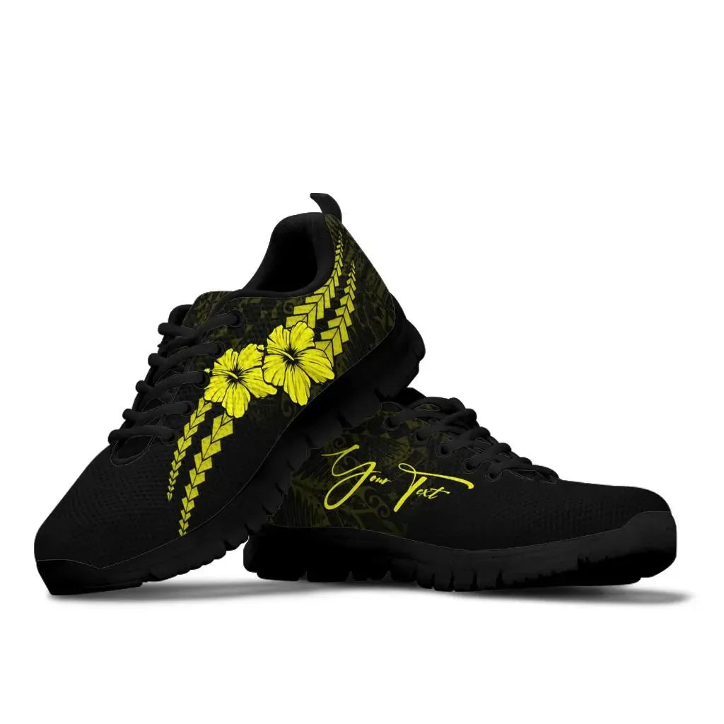 Custom Polynesian Sneakers Hibiscus Personal Signature Yellow