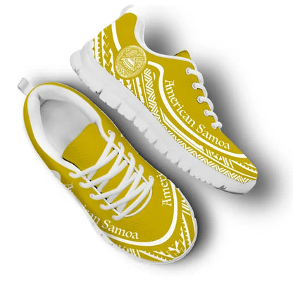 American Samoa Wave Sneakers White Gold Color