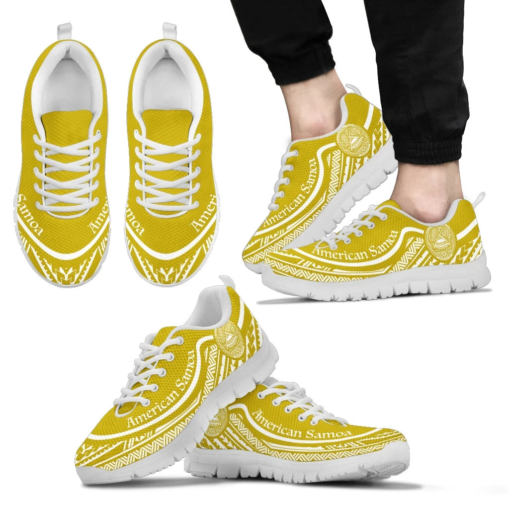 American Samoa Wave Sneakers White Gold Color