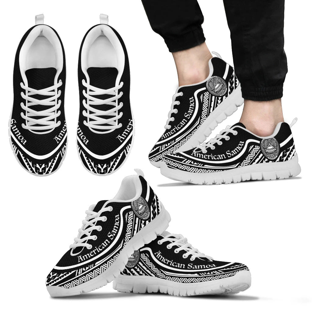 American Samoa Wave Sneakers Black White Color