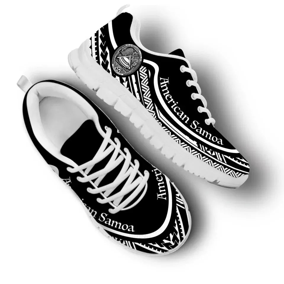American Samoa Wave Sneakers Black White Color