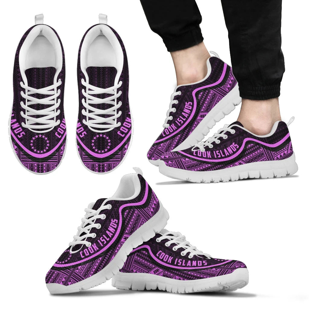 Cook Islands Wave Sneakers Polynesian Pattern Purple Color