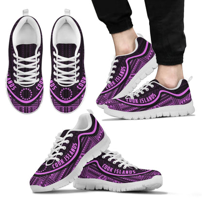 Cook Islands Wave Sneakers Polynesian Pattern Purple Color