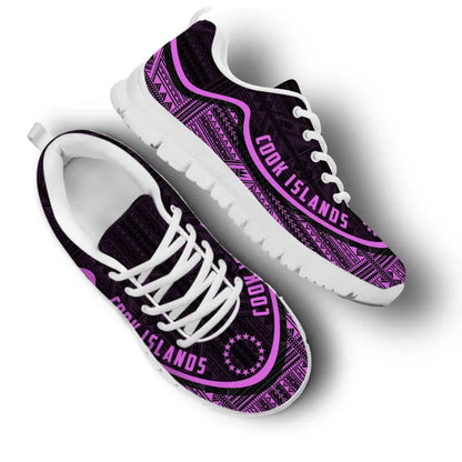 Cook Islands Wave Sneakers Polynesian Pattern Purple Color