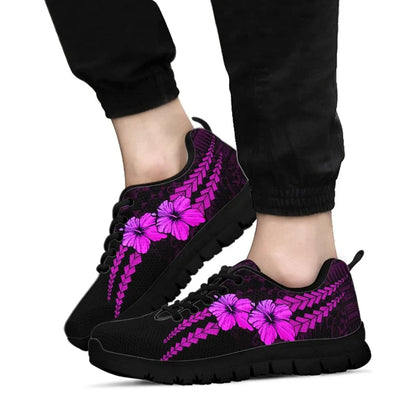 Custom Polynesian Sneakers Hibiscus Personal Signature Pink