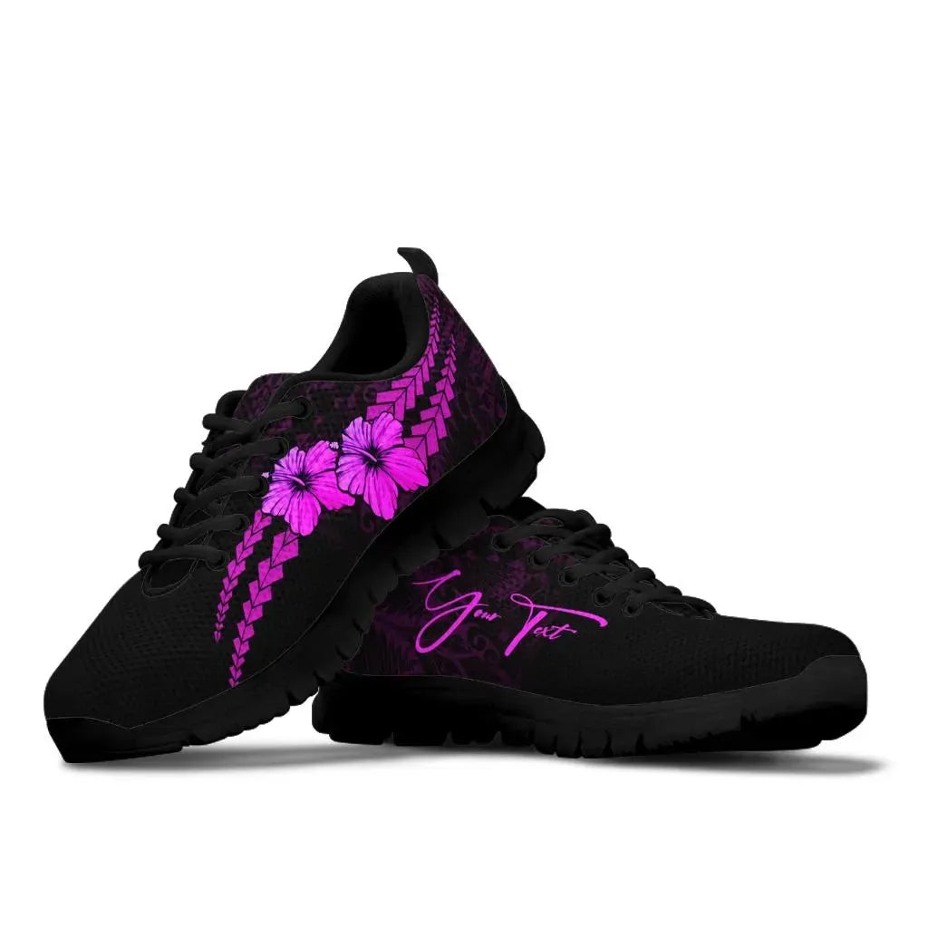 Custom Polynesian Sneakers Hibiscus Personal Signature Pink