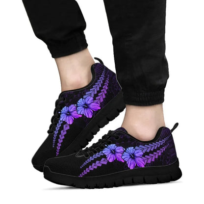 Custom Polynesian Sneakers Hibiscus Personal Signature Purple