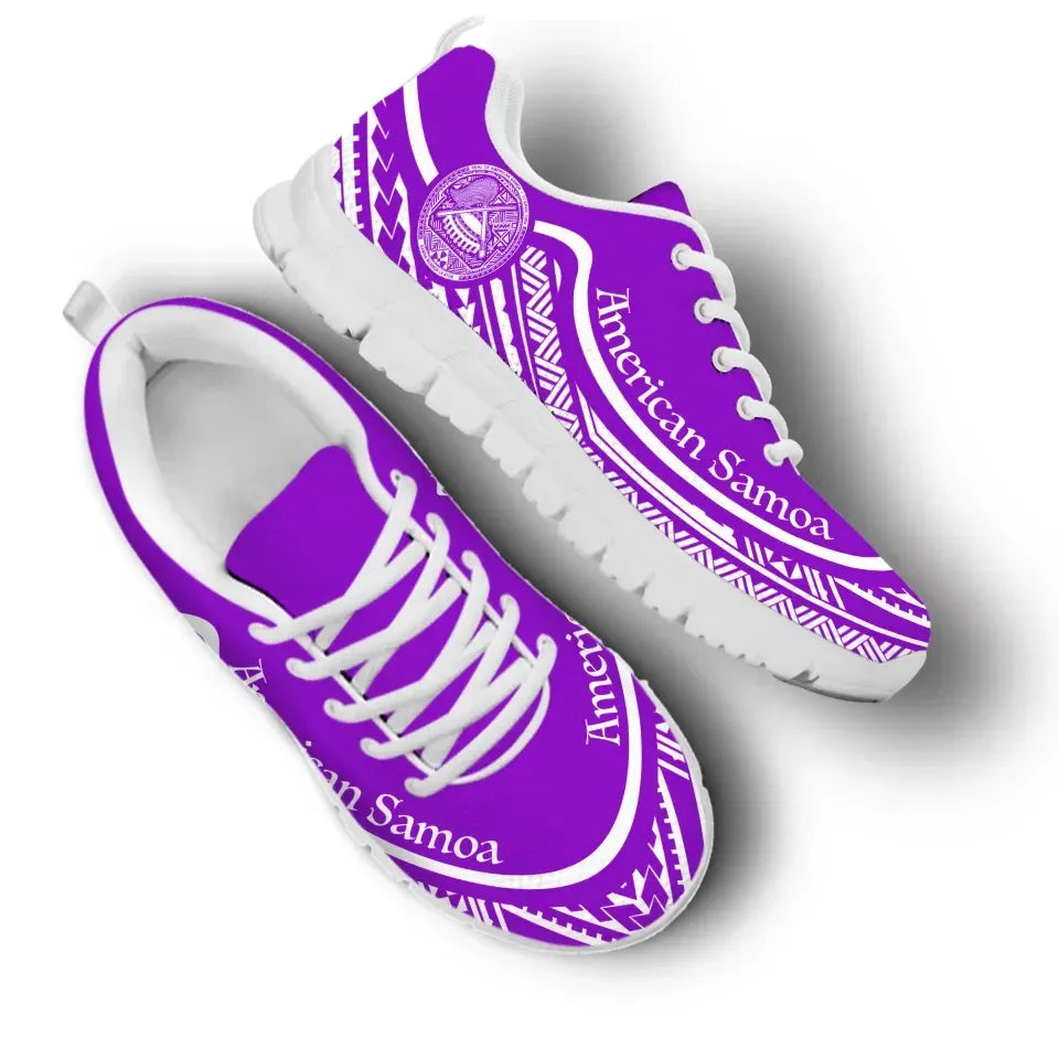 American Samoa Wave Sneakers White Purple Color