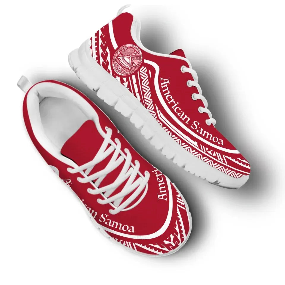American Samoa Wave Sneakers White Red Color