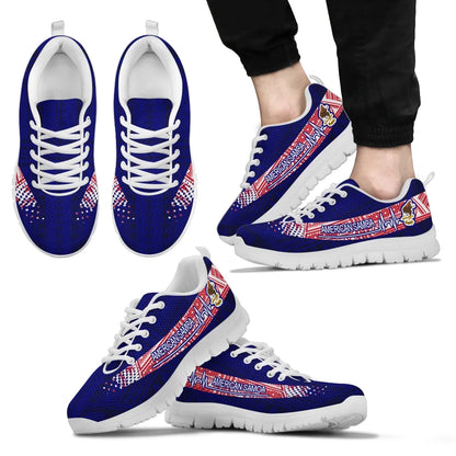 American Samoa Heartbeat Sneakers Polynesian Pattern