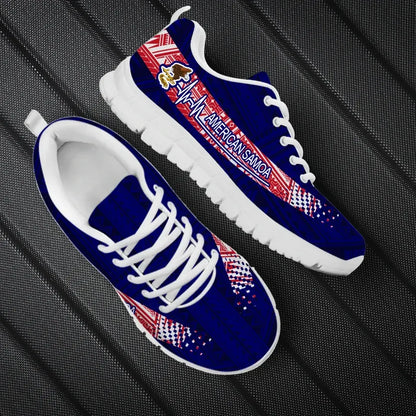 American Samoa Heartbeat Sneakers Polynesian Pattern