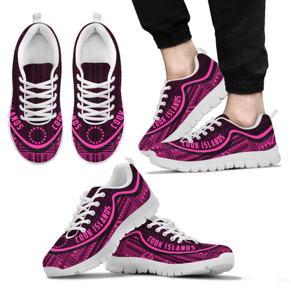 Cook Islands Wave Sneakers Polynesian Pattern Pink Color