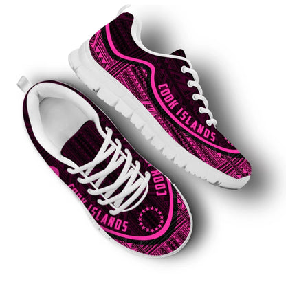 Cook Islands Wave Sneakers Polynesian Pattern Pink Color